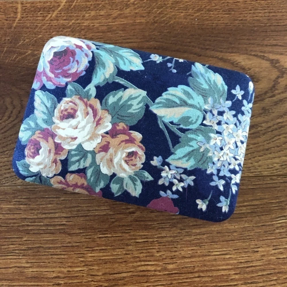 Vintage cloth floral hard case travel jewelry box